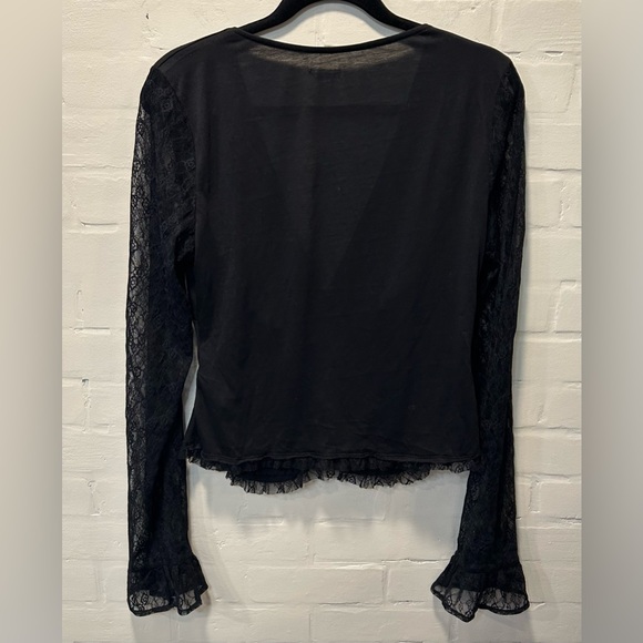 UO Kimchi Blue “Arabella” Black Ruched Lace Button Front Gothic Y2K Blouse XL - Picture 8 of 9